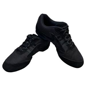 SANSHA Salsette Dance Shoe Black  Mesh/Suede. Split Sole 9/9.5 Stored Great Cond